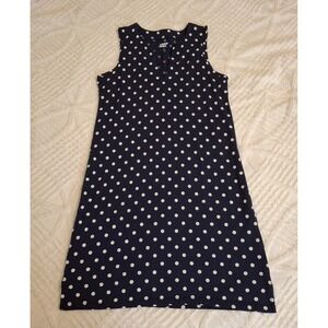 Lands End Small Women's Cotton Jersey Sleeveless Swim Cover-up Dress Navy Polka